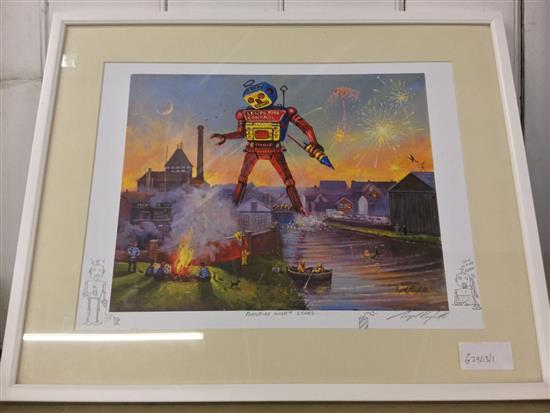 Raymond Campbell print - Lewes Bonfire Night